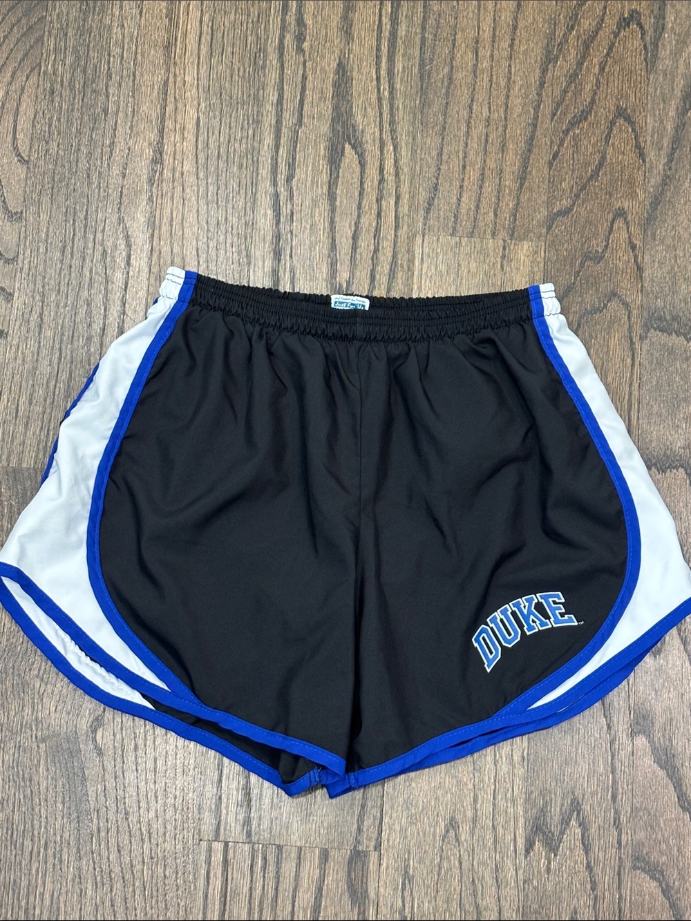 Duke Black & White Athletic Running Shorts with Blue Trim